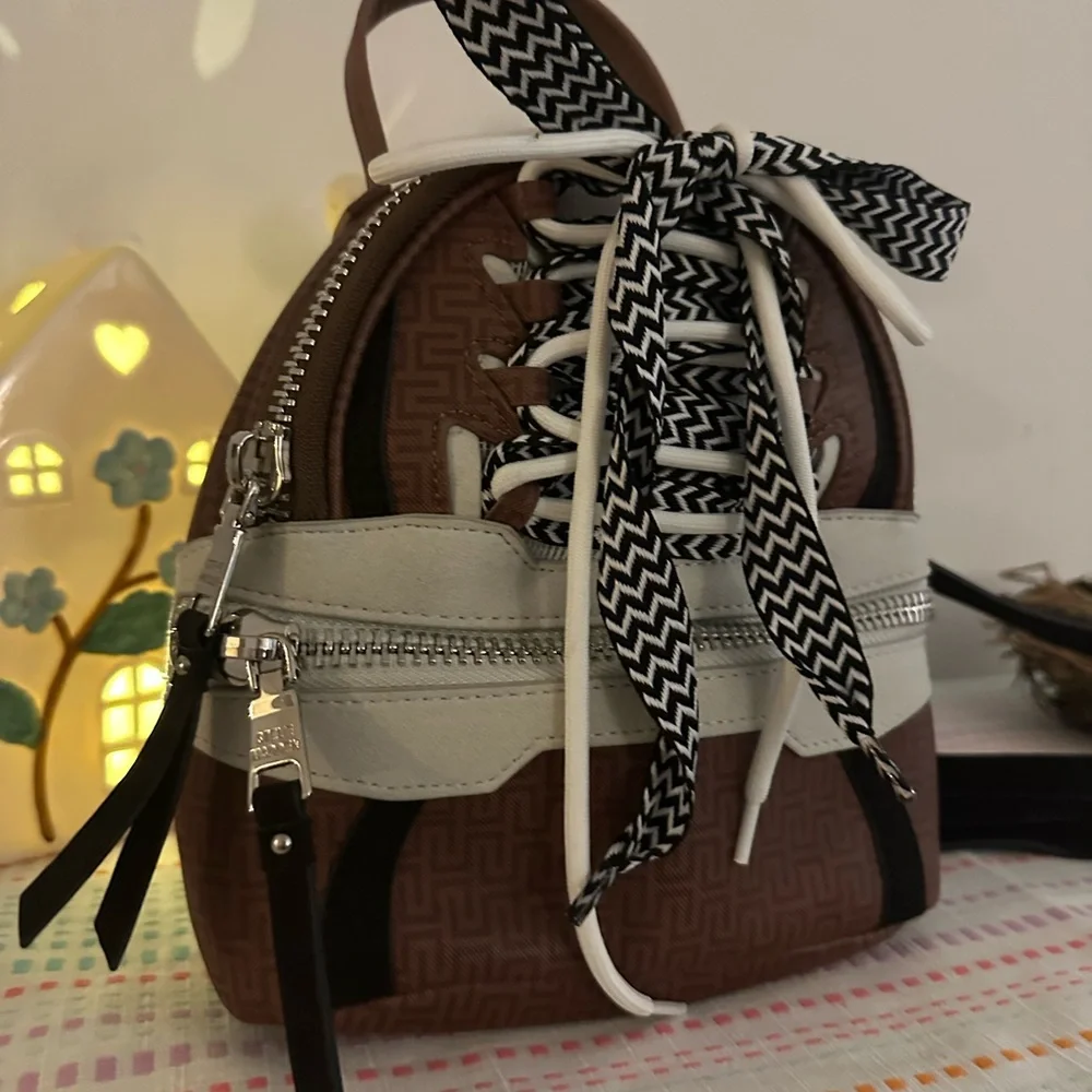 Brown and Cream Women's Backpack